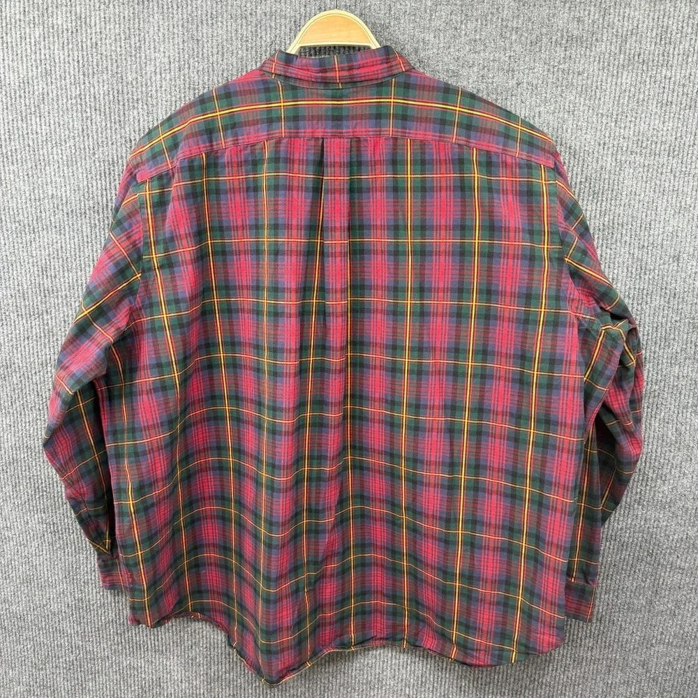 Polo Ralph Lauren Men's Long Sleeve Plaid Oxford Shirt 4XB Red Preppy Big & Tall
